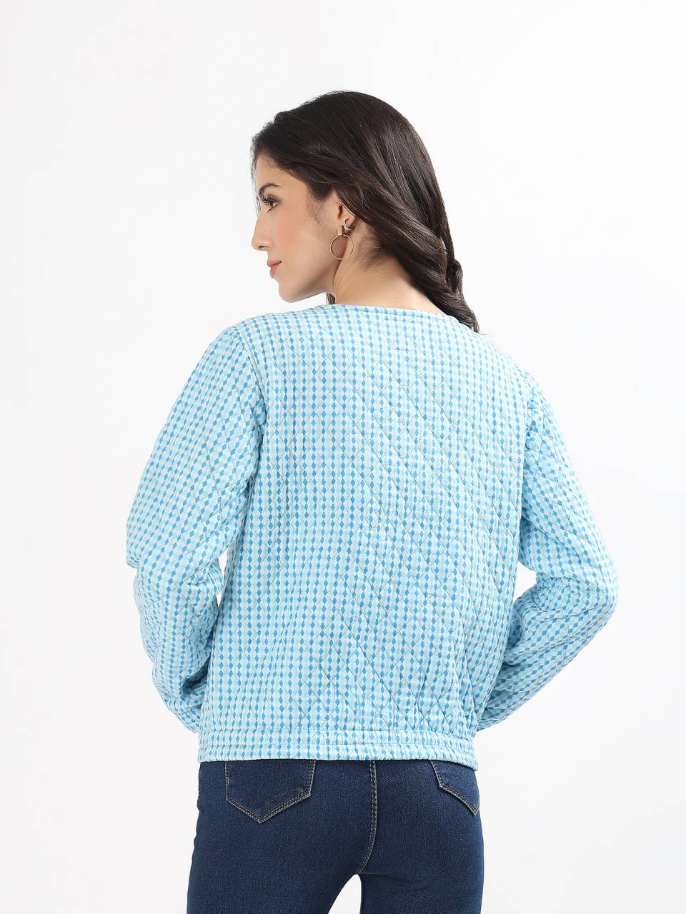 Cara Cotton Quilted Jacket - Argyle Ocean - Hi Handmade