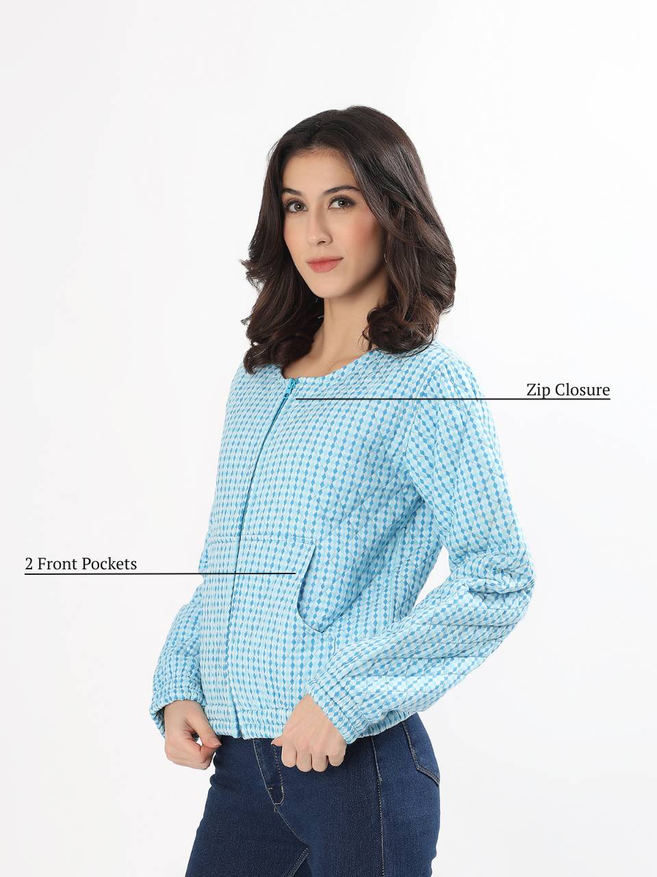 Cara Cotton Quilted Jacket - Argyle Ocean - Hi Handmade