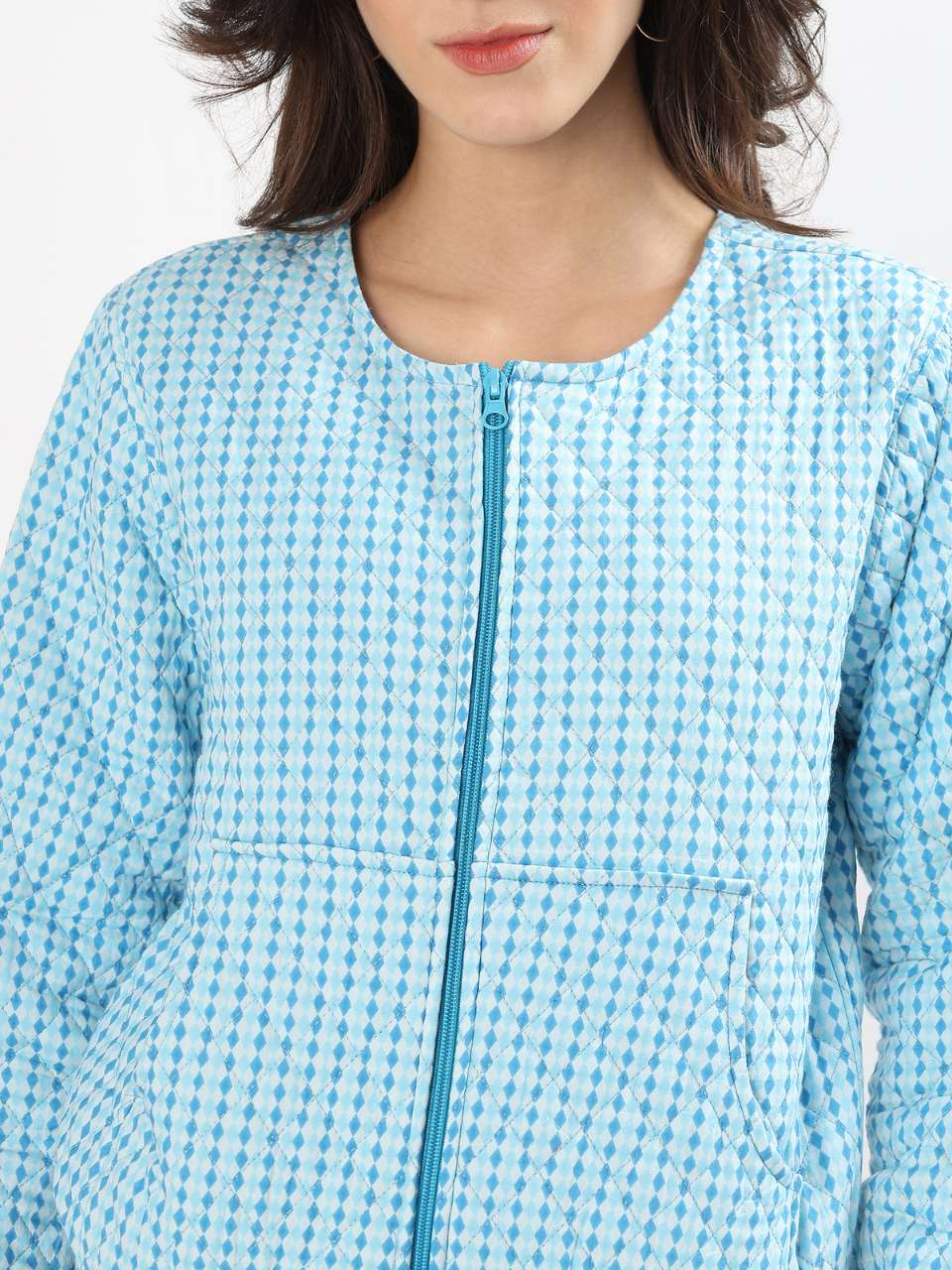 Cara Cotton Quilted Jacket - Argyle Ocean - Hi Handmade