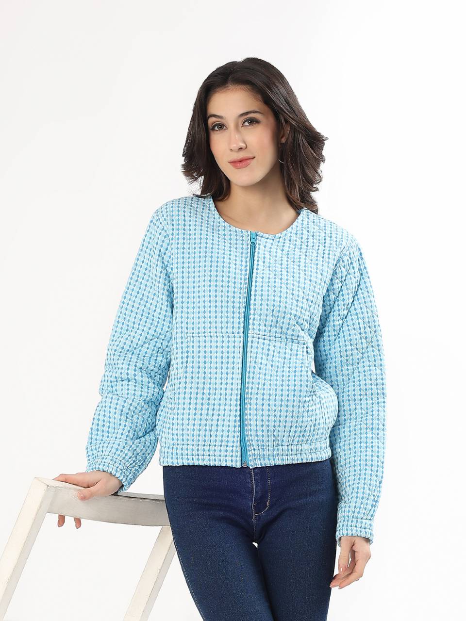 Cara Cotton Quilted Jacket - Argyle Ocean - Hi Handmade