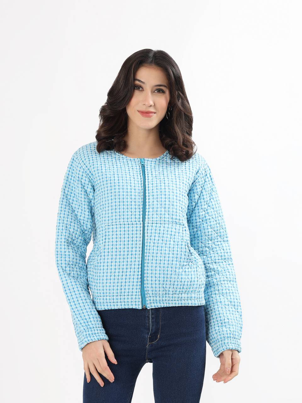 Cara Cotton Quilted Jacket - Argyle Ocean - Hi Handmade