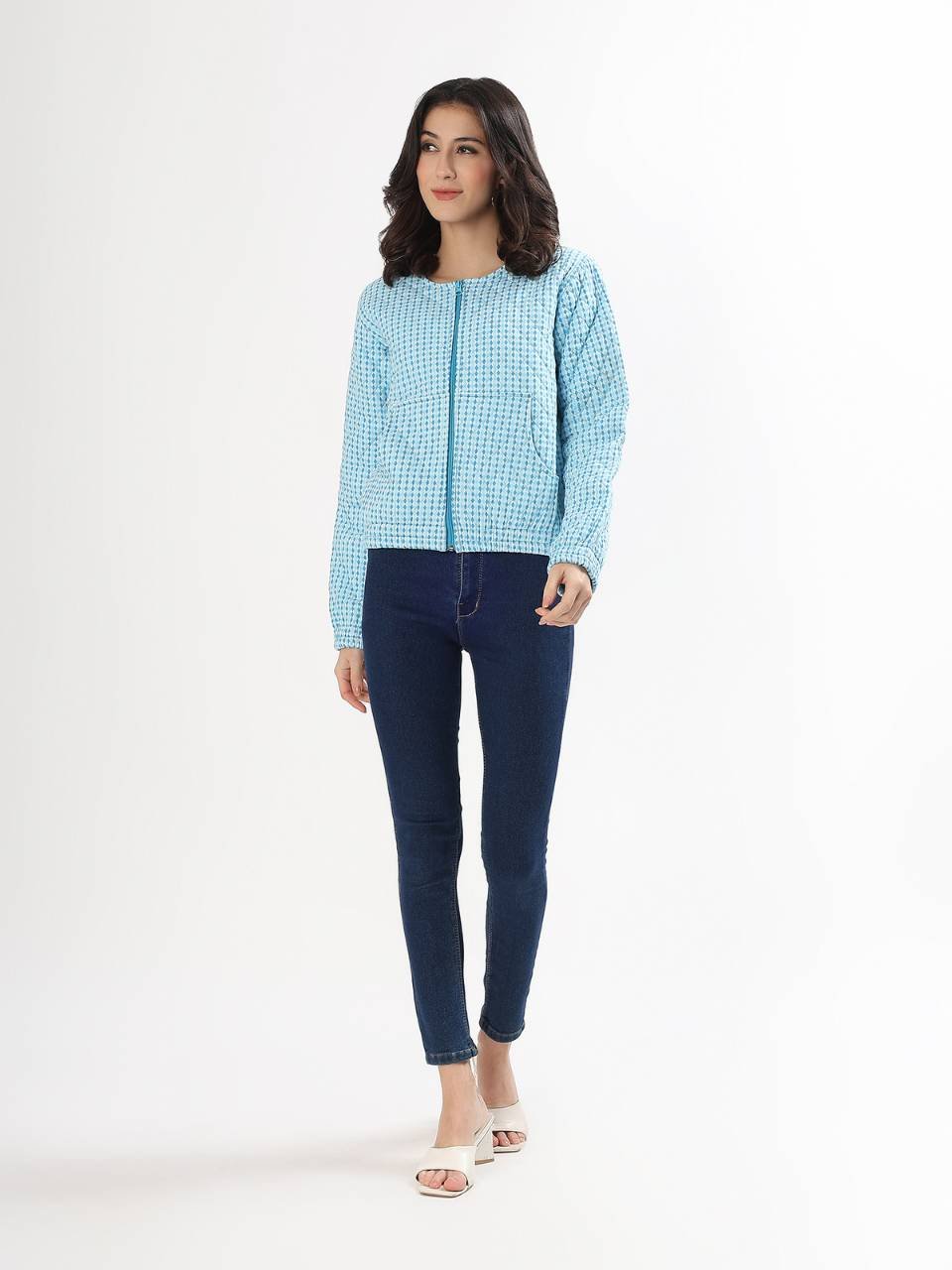 Cara Cotton Quilted Jacket - Argyle Ocean - Hi Handmade