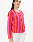 Cara Cotton Quilted Jacket - Pink - Hi Handmade