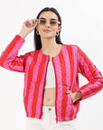 Cara Cotton Quilted Jacket - Pink - Hi Handmade