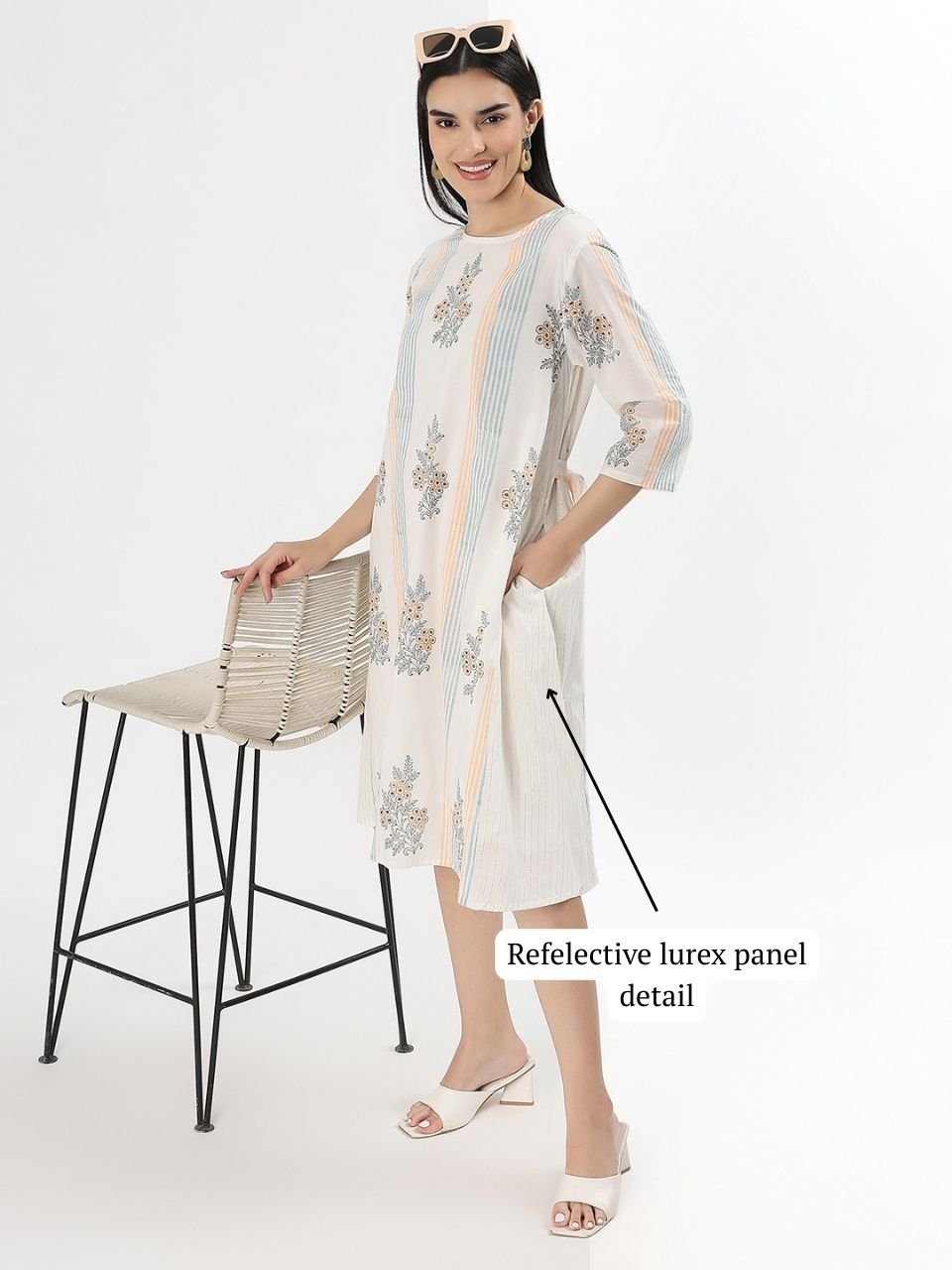 Cotton A - line Dress - Lurex - Hi Handmade