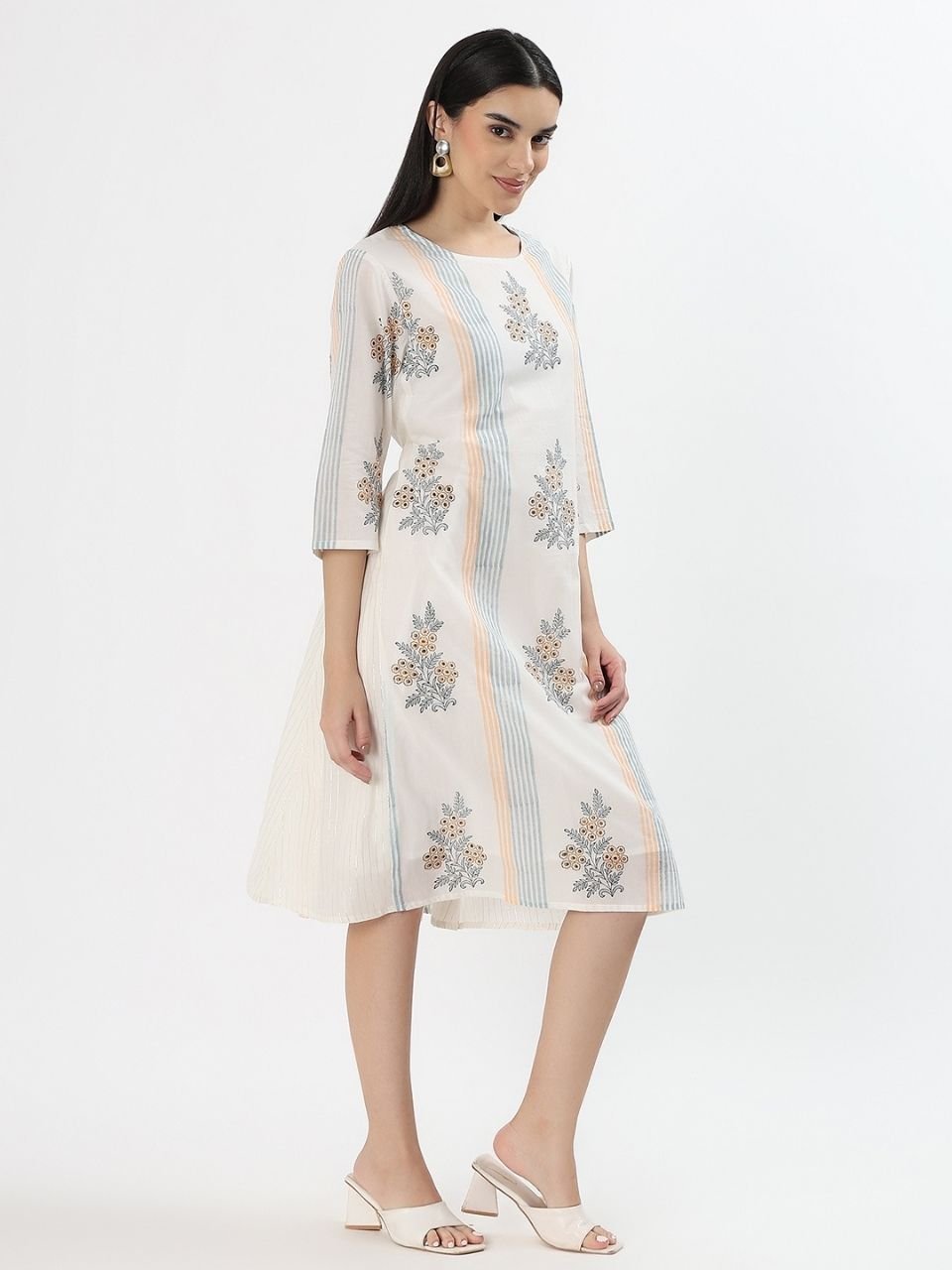 Cotton A - line Dress - Lurex - Hi Handmade