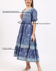 Cotton Dress Maxi - Blue - Hi Handmade