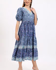 Cotton Dress Maxi - Blue - Hi Handmade
