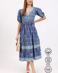 Cotton Dress Maxi - Blue - Hi Handmade