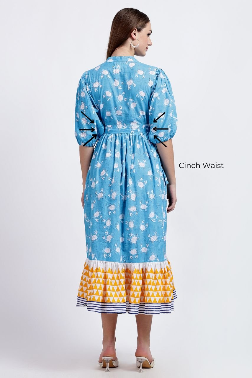 Cotton Dress Maxi - Crab - Hi Handmade