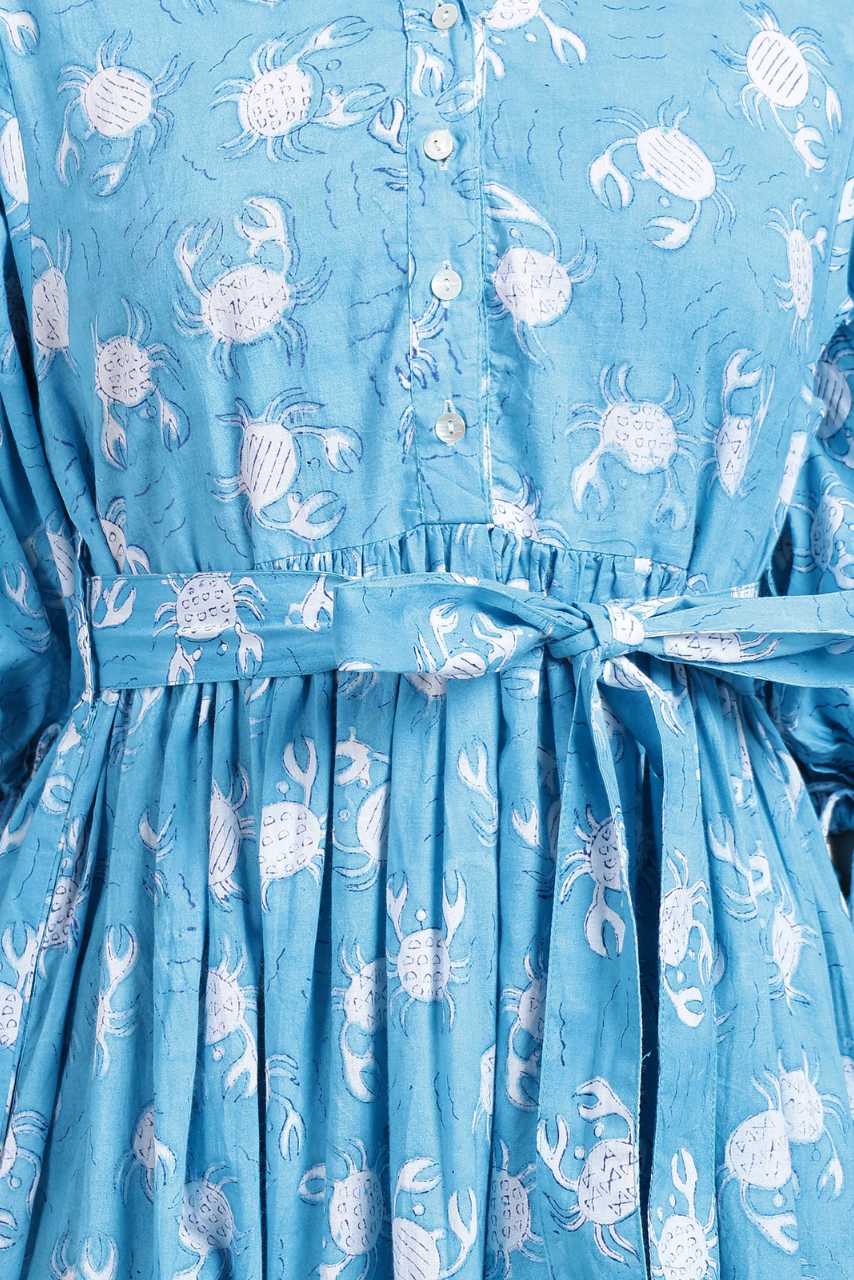 Cotton Dress Maxi - Crab - Hi Handmade