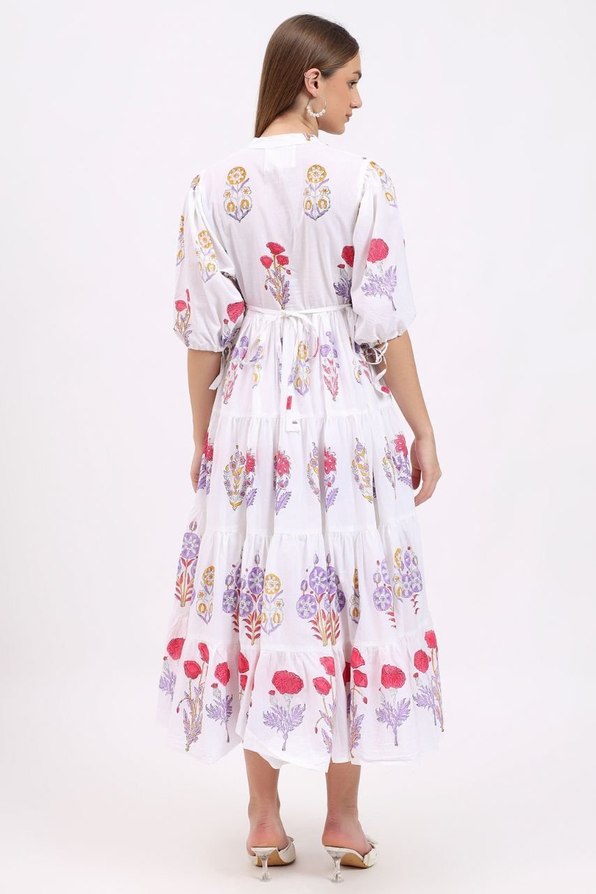 Cotton Dress Maxi - Floral Bloom - Hi Handmade