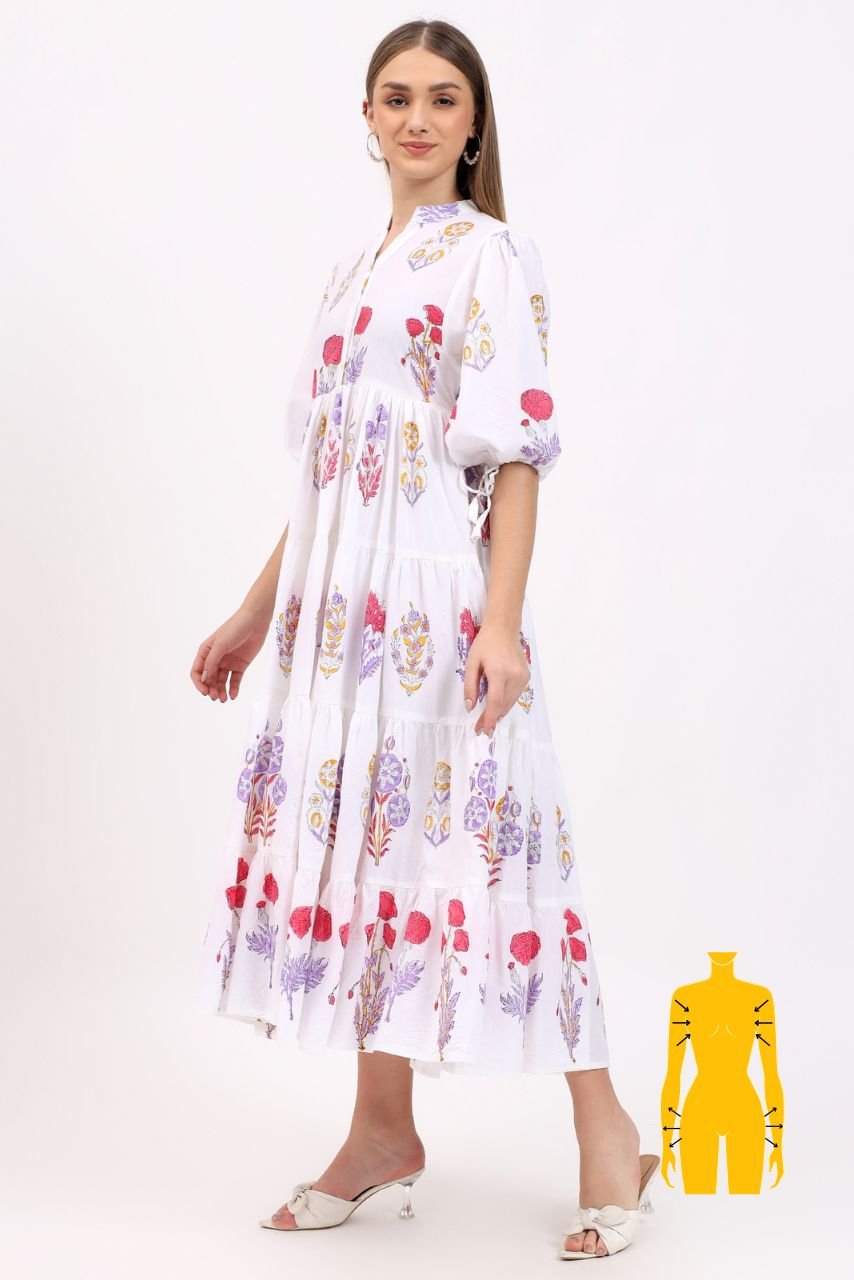 Cotton Dress Maxi - Floral Bloom - Hi Handmade