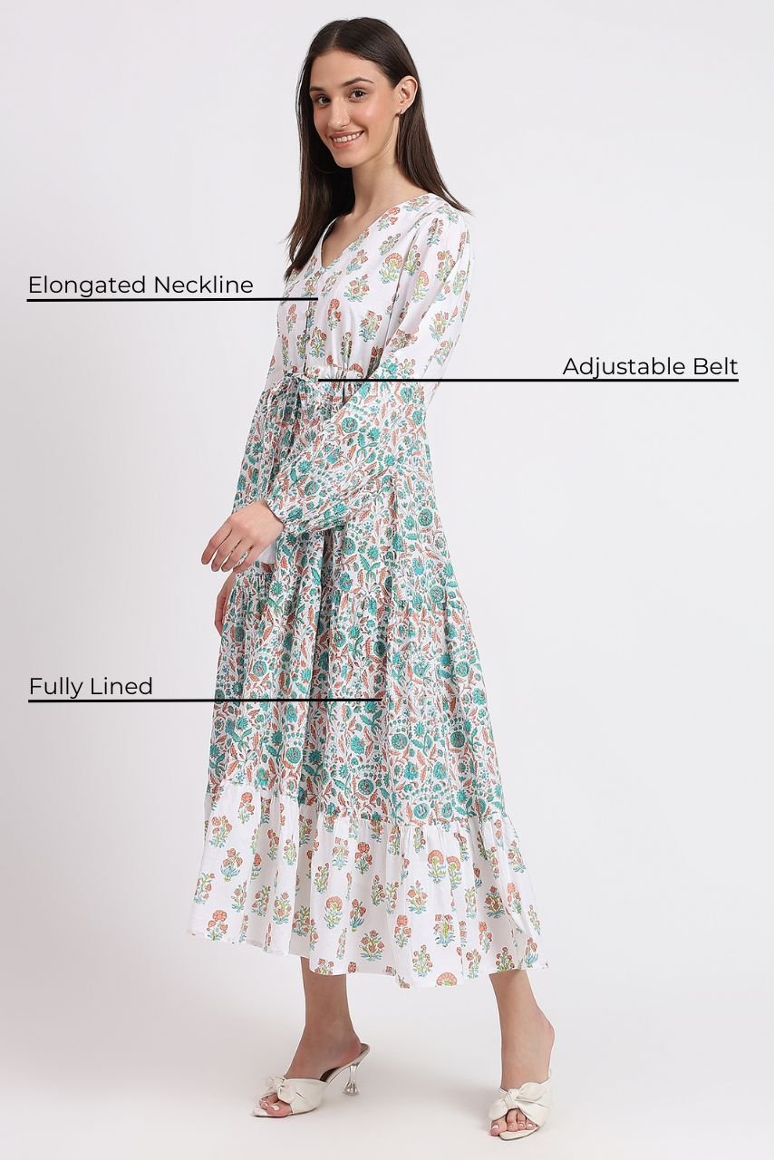 Cotton Dress Maxi - White - Hi Handmade