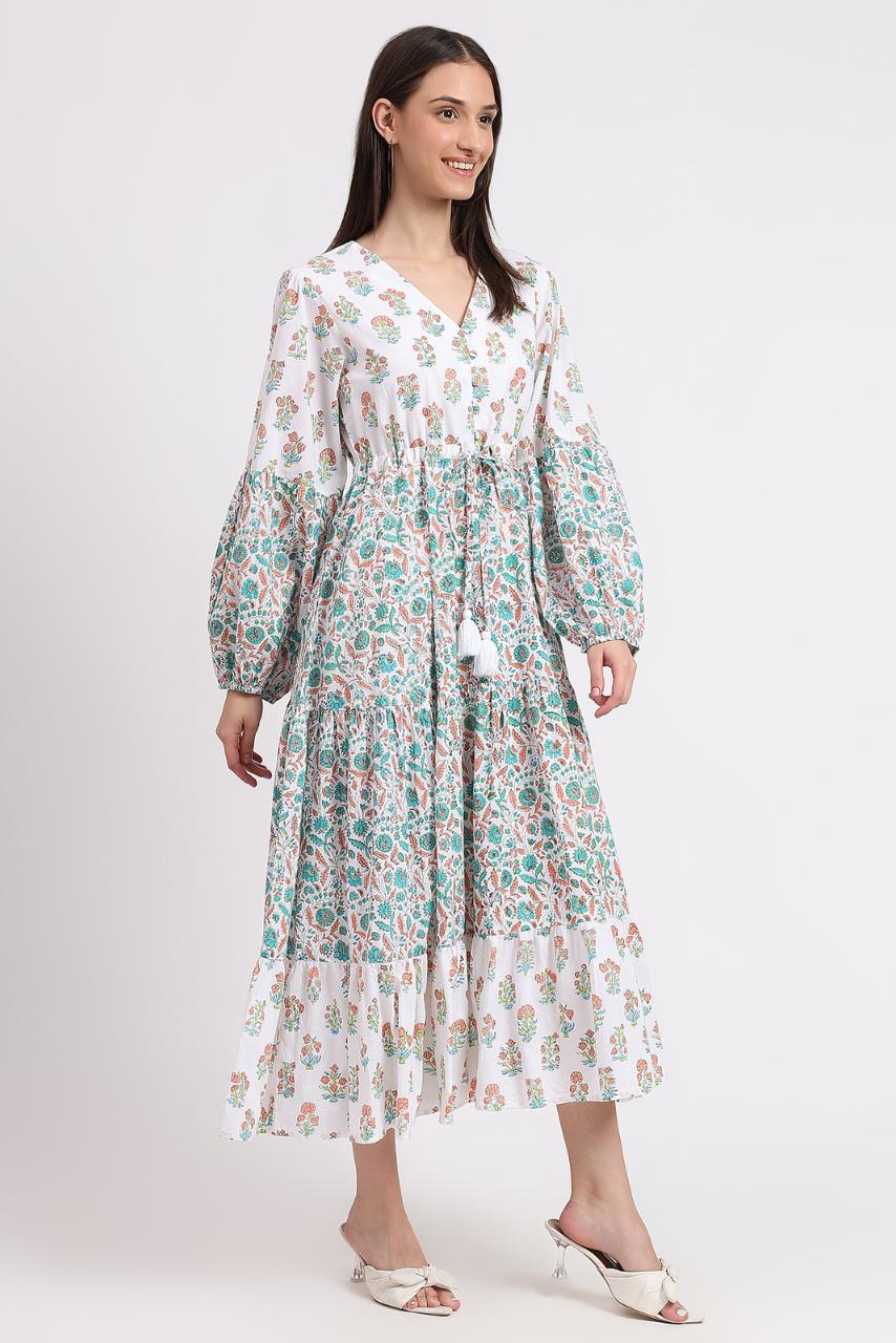 Cotton Dress Maxi - White - Hi Handmade