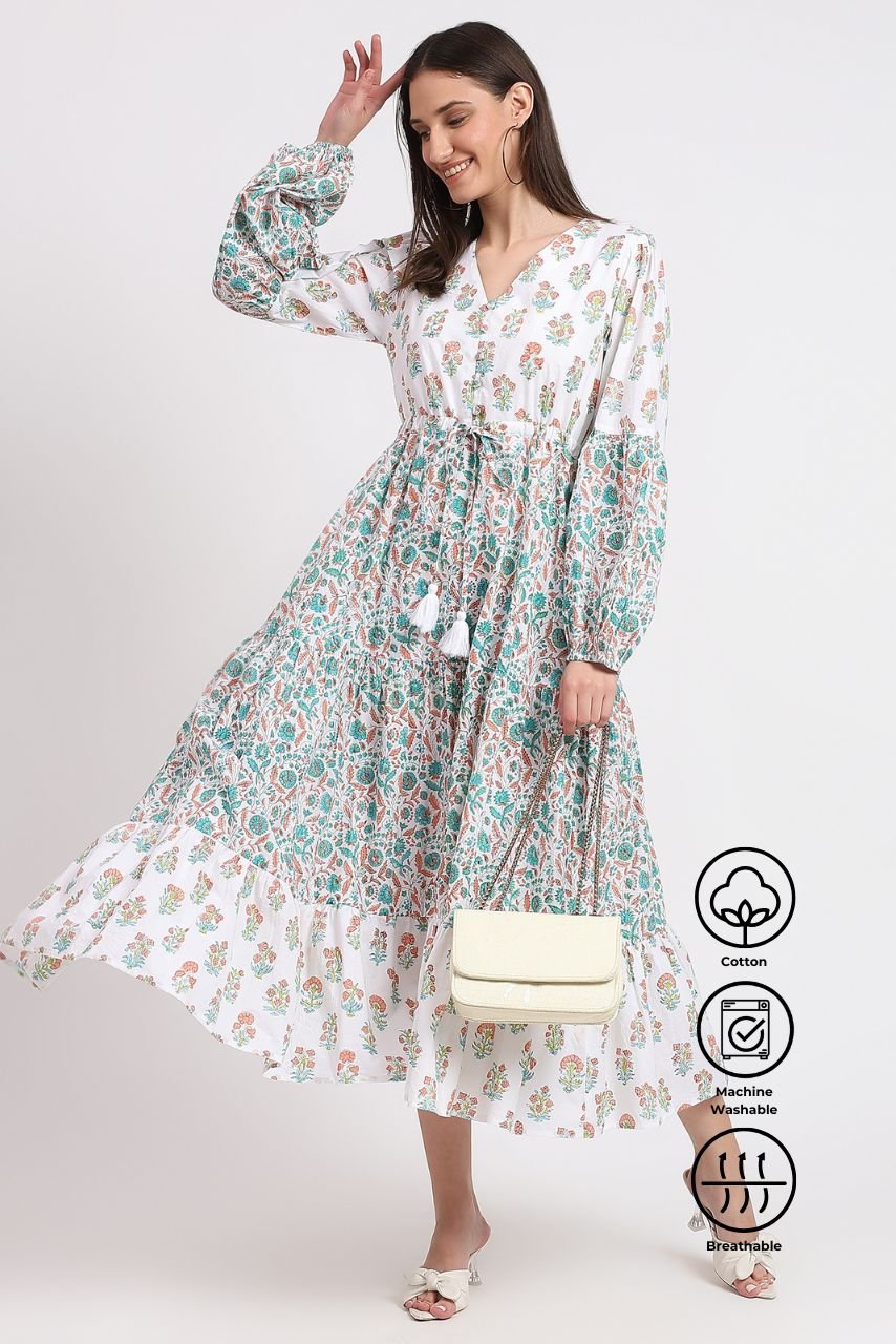 Cotton Dress Maxi - White - Hi Handmade