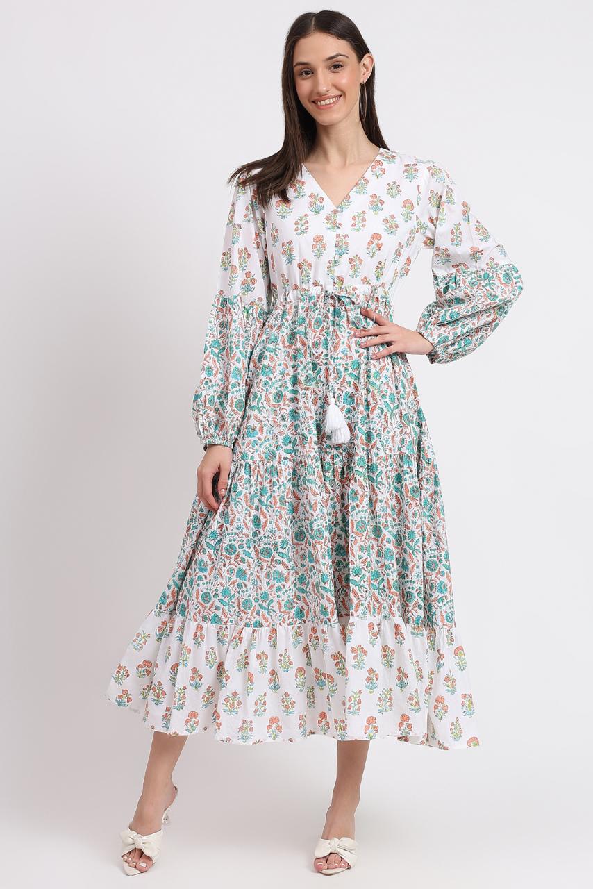 Cotton Dress Maxi - White - Hi Handmade