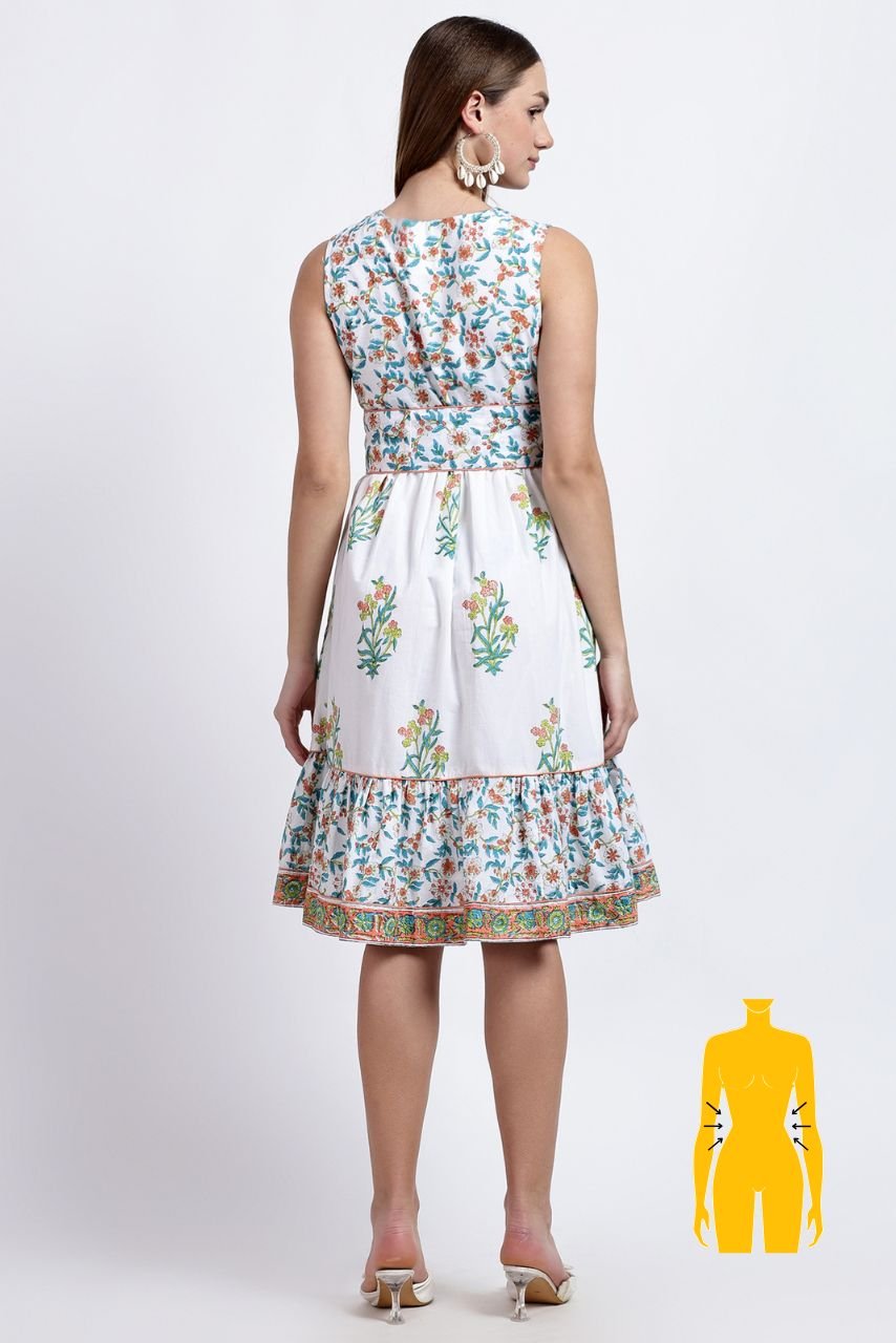 Cotton Dress Midi - White - Hi Handmade