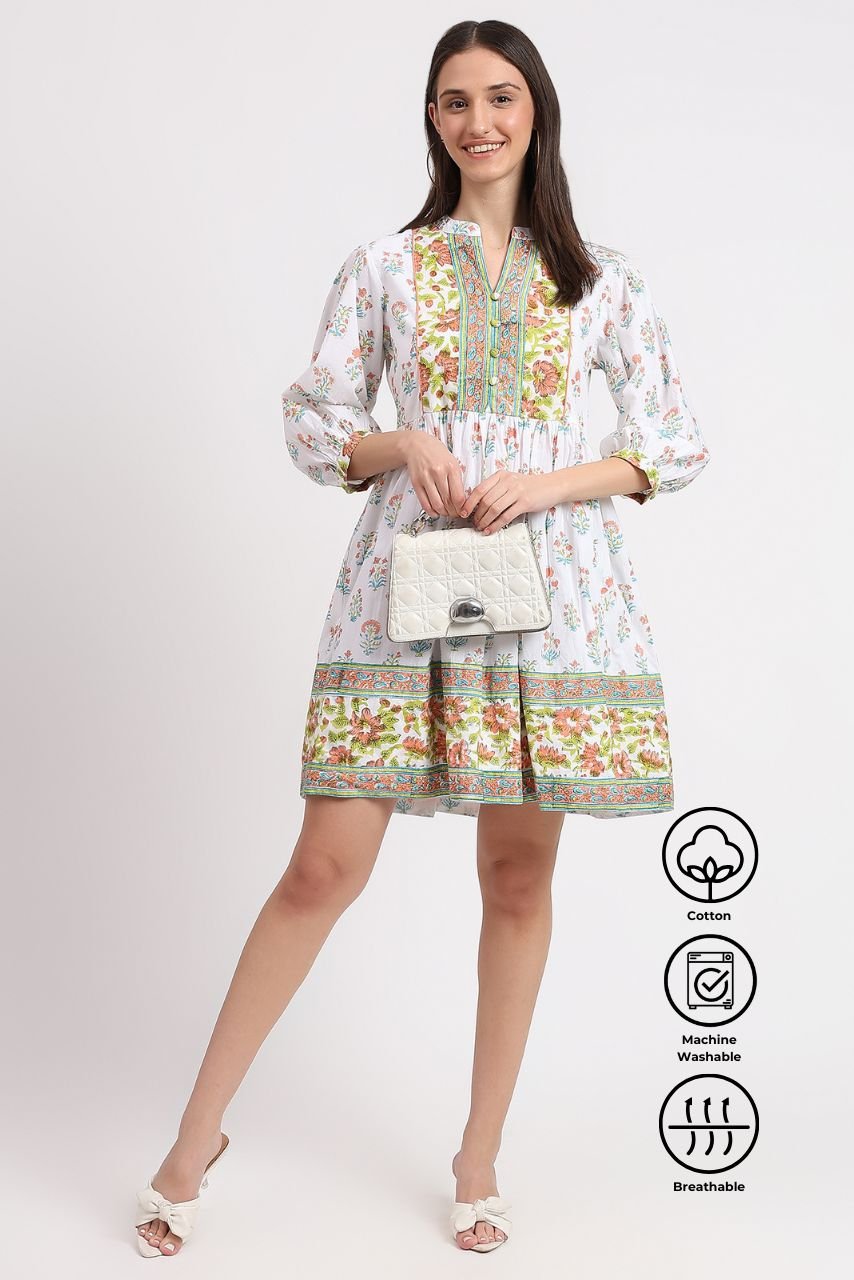 Cotton Dress Mini - White - Hi Handmade