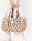 Cotton Duffle Bag - Beige Botanical - Hi Handmade