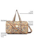 Cotton Duffle Bag - Beige Botanical - Hi Handmade