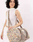 Cotton Duffle Bag - Beige Botanical - Hi Handmade