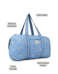 Cotton Duffle Bag - Blue Lily - Hi Handmade