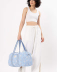 Cotton Duffle Bag - Blue Lily - Hi Handmade