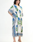 Cotton Kaftan Cover Up - Blue - Hi Handmade