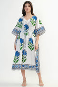 Cotton Kaftan Dress - Blue