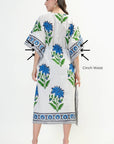 Cotton Kaftan Cover Up - Blue - Hi Handmade