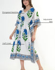 Cotton Kaftan Cover Up - Blue - Hi Handmade