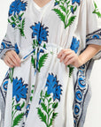 Cotton Kaftan Cover Up - Blue - Hi Handmade