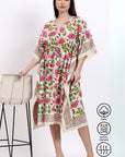 Cotton Kaftan Cover Up - Pink - Hi Handmade