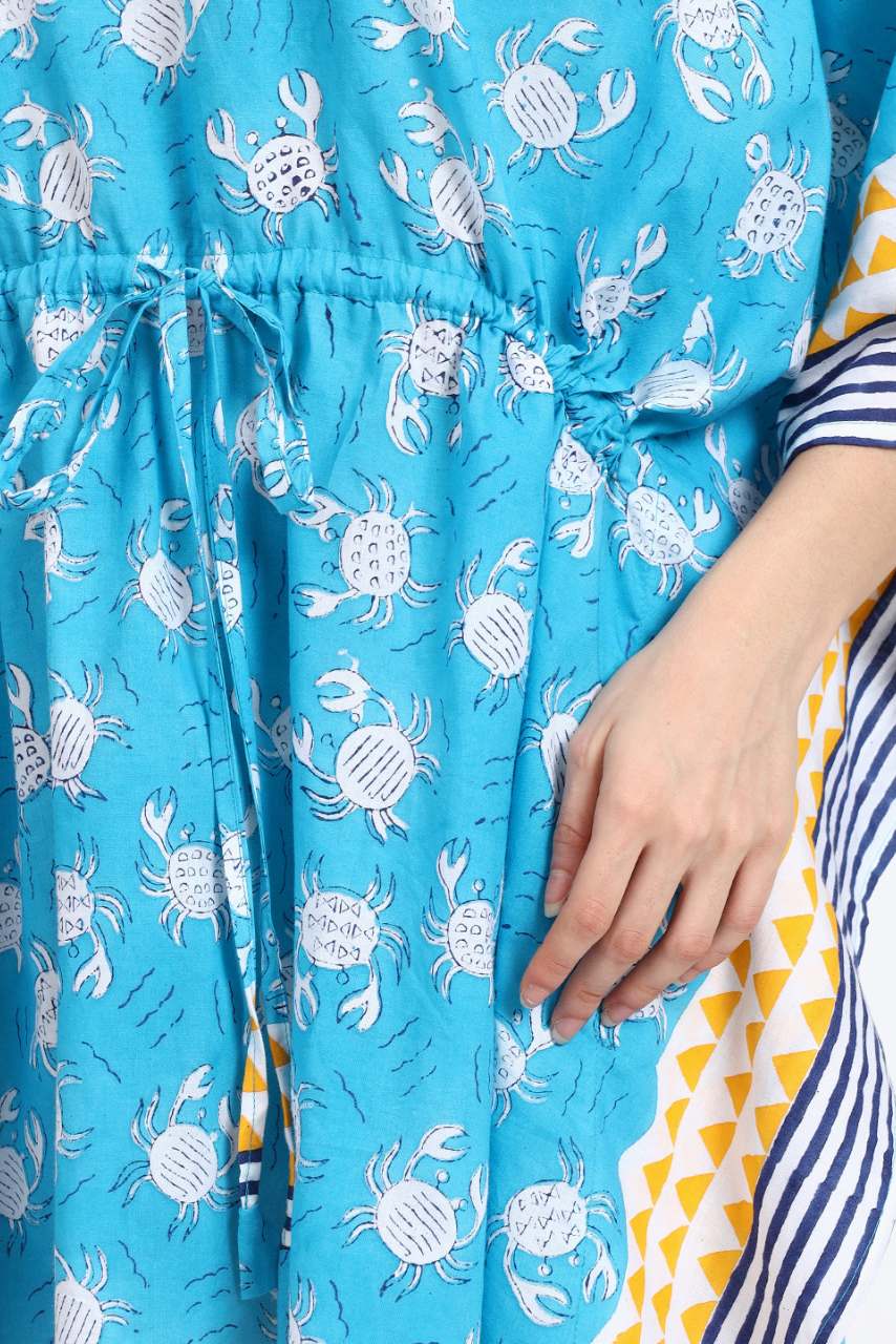 Cotton Kaftan - Crab Print - Hi Handmade