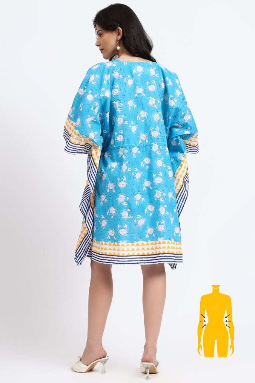Cotton Kaftan - Crab Print - Hi Handmade