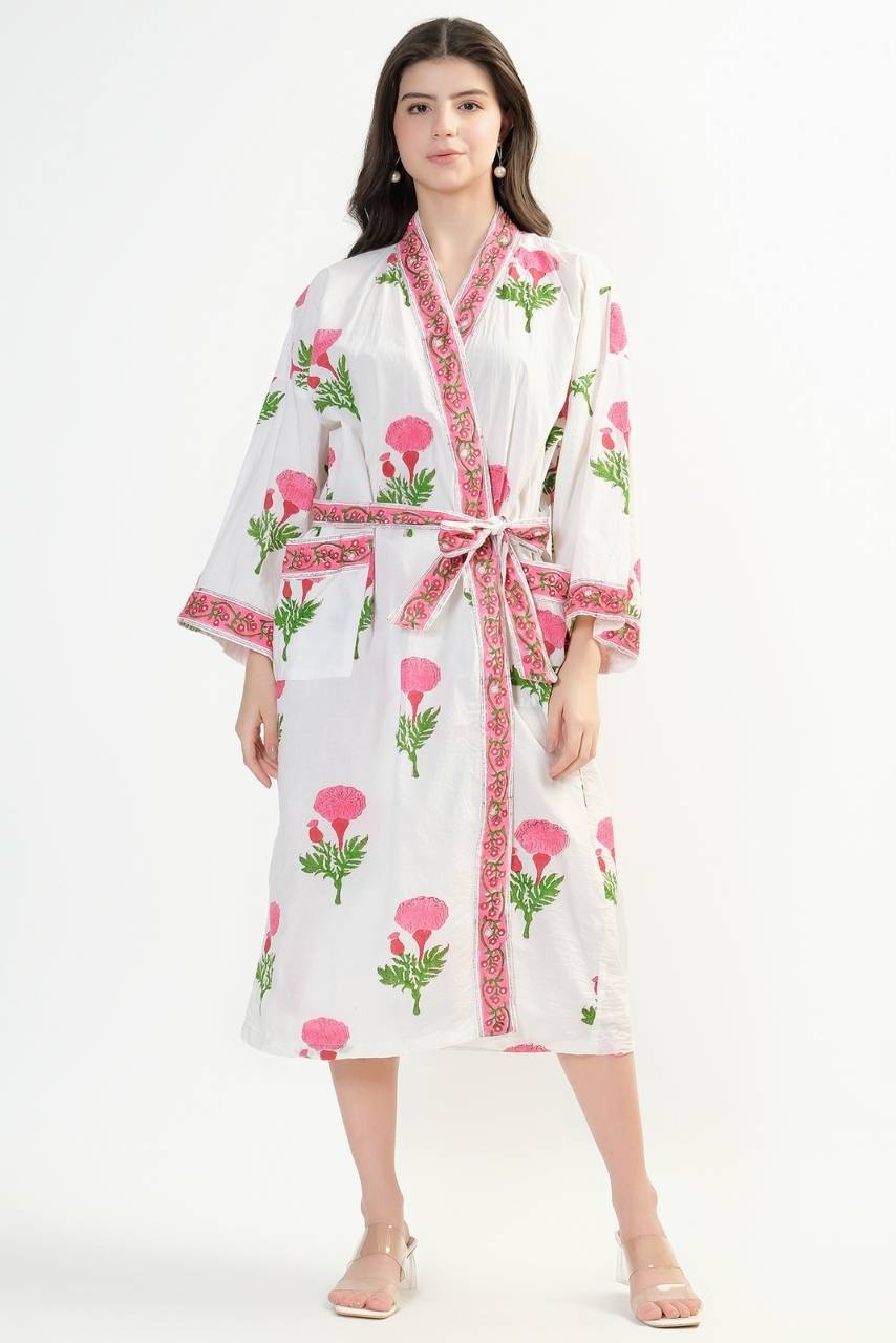 Cotton Kimono - Pink - Hi Handmade