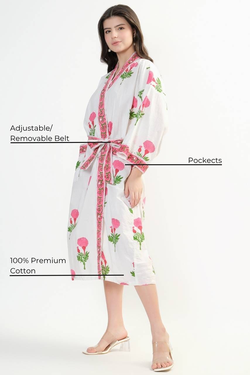 Cotton Kimono - Pink - Hi Handmade