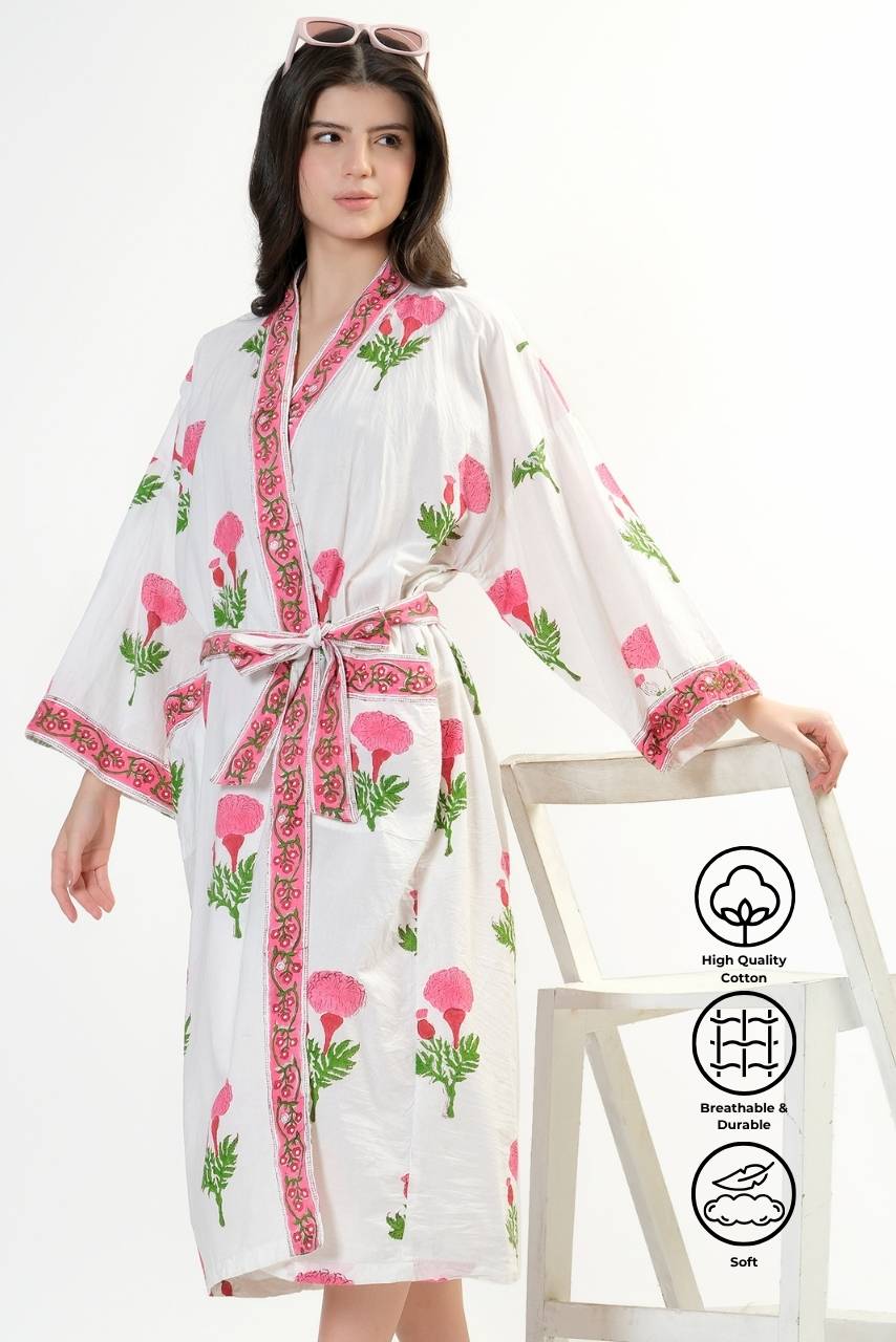 Cotton Kimono - Pink - Hi Handmade