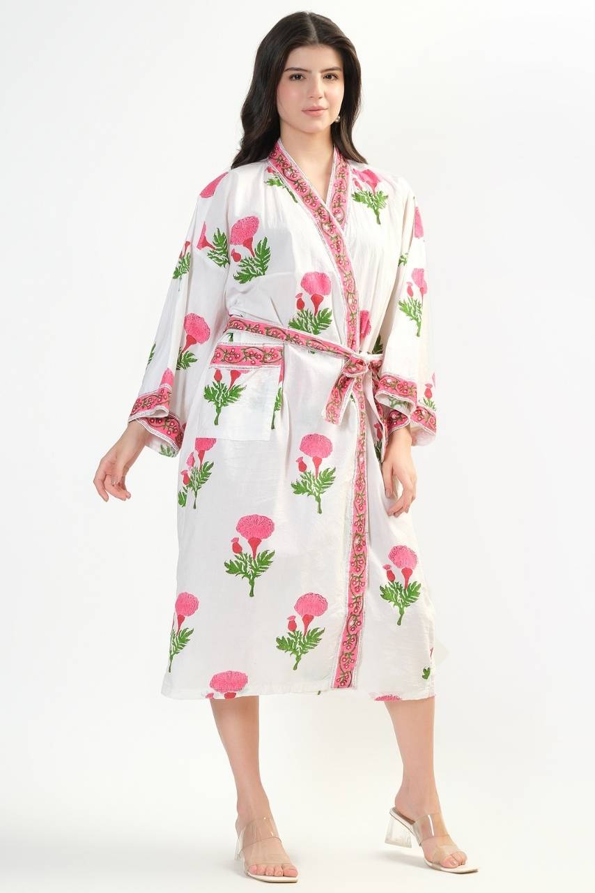 Cotton Kimono - Pink - Hi Handmade