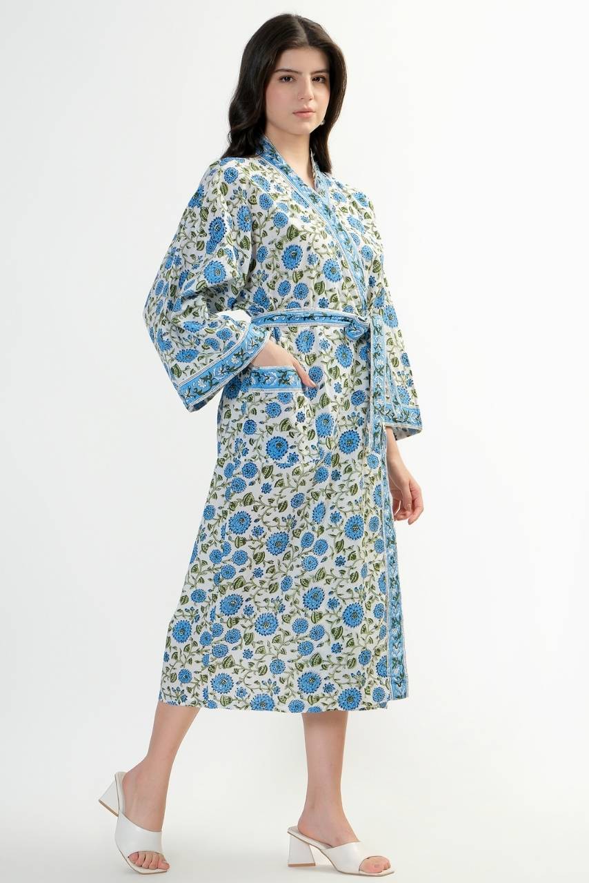 Cotton Kimono Robe - Dahlia - Hi Handmade