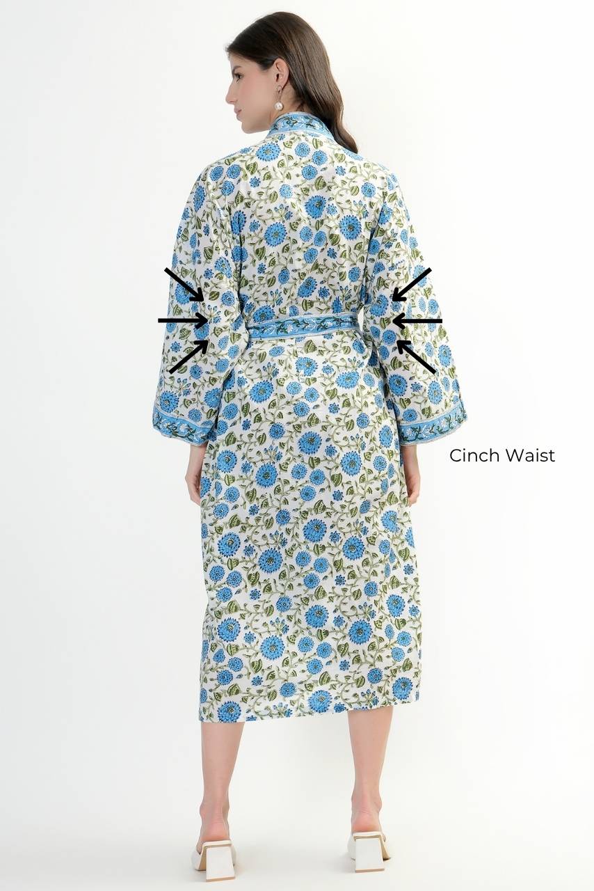 Cotton Kimono Robe - Dahlia - Hi Handmade