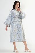 Cotton Kimono Robe - Light Blue