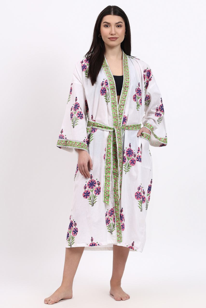 Cotton Kimono Robe - Orchid - Hi Handmade