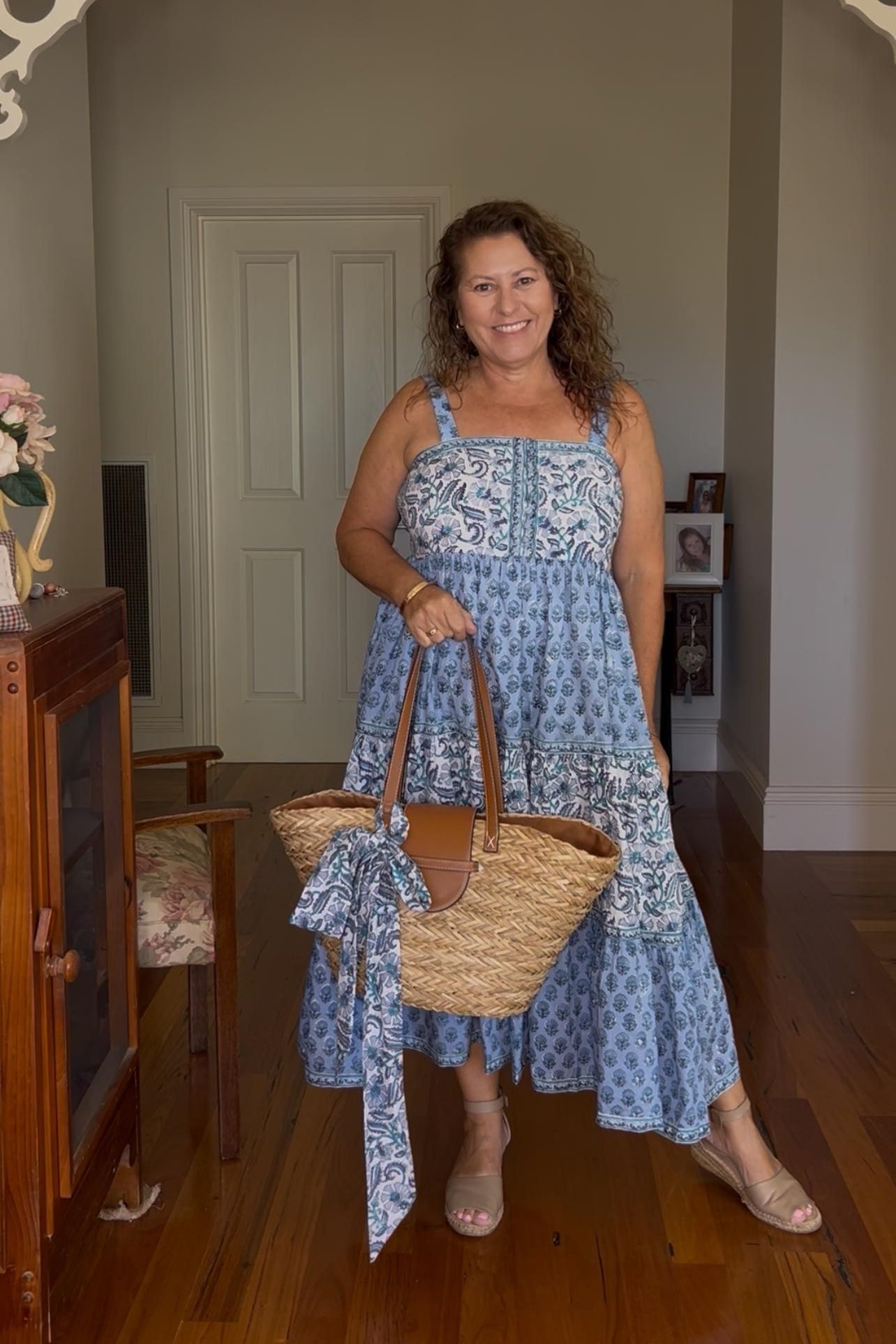 Cotton Maxi Sundress - Blue - Hi Handmade