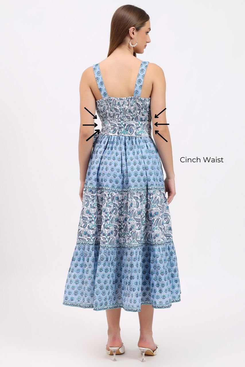 Cotton Maxi Sundress - Blue - Hi Handmade