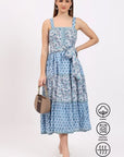 Cotton Maxi Sundress - Blue - Hi Handmade