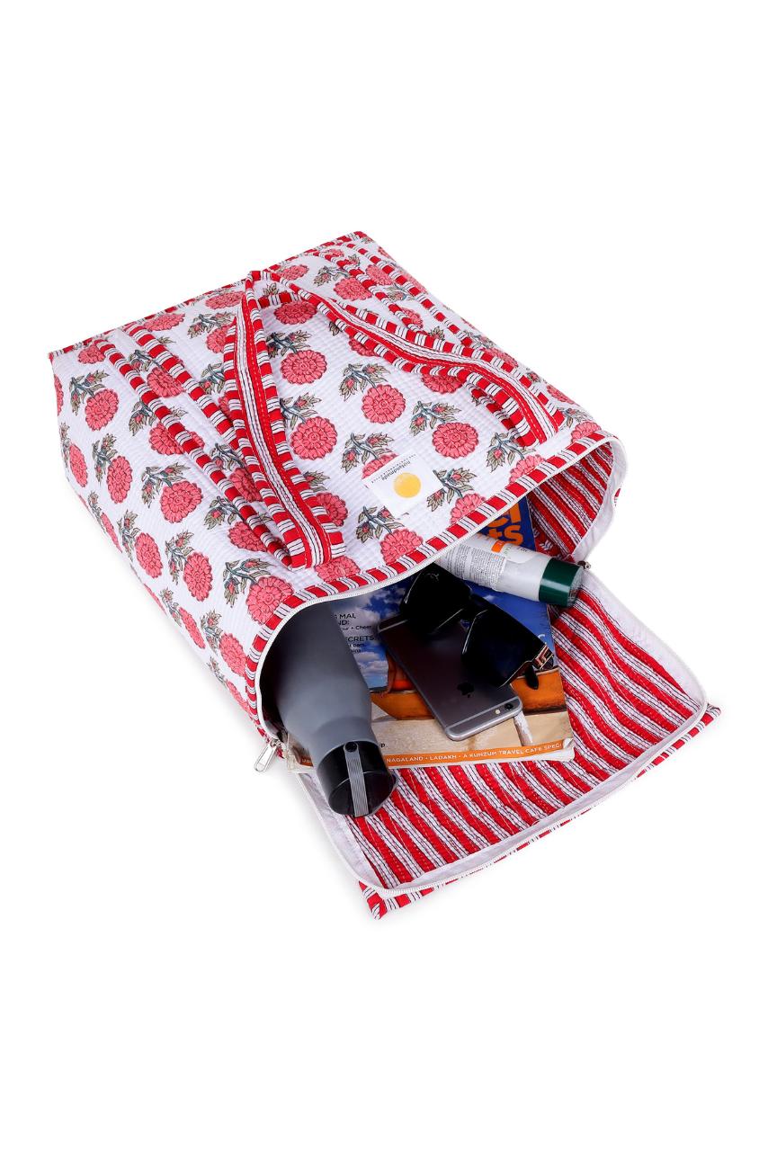 Cotton Reusable Bag - Red - Hi Handmade