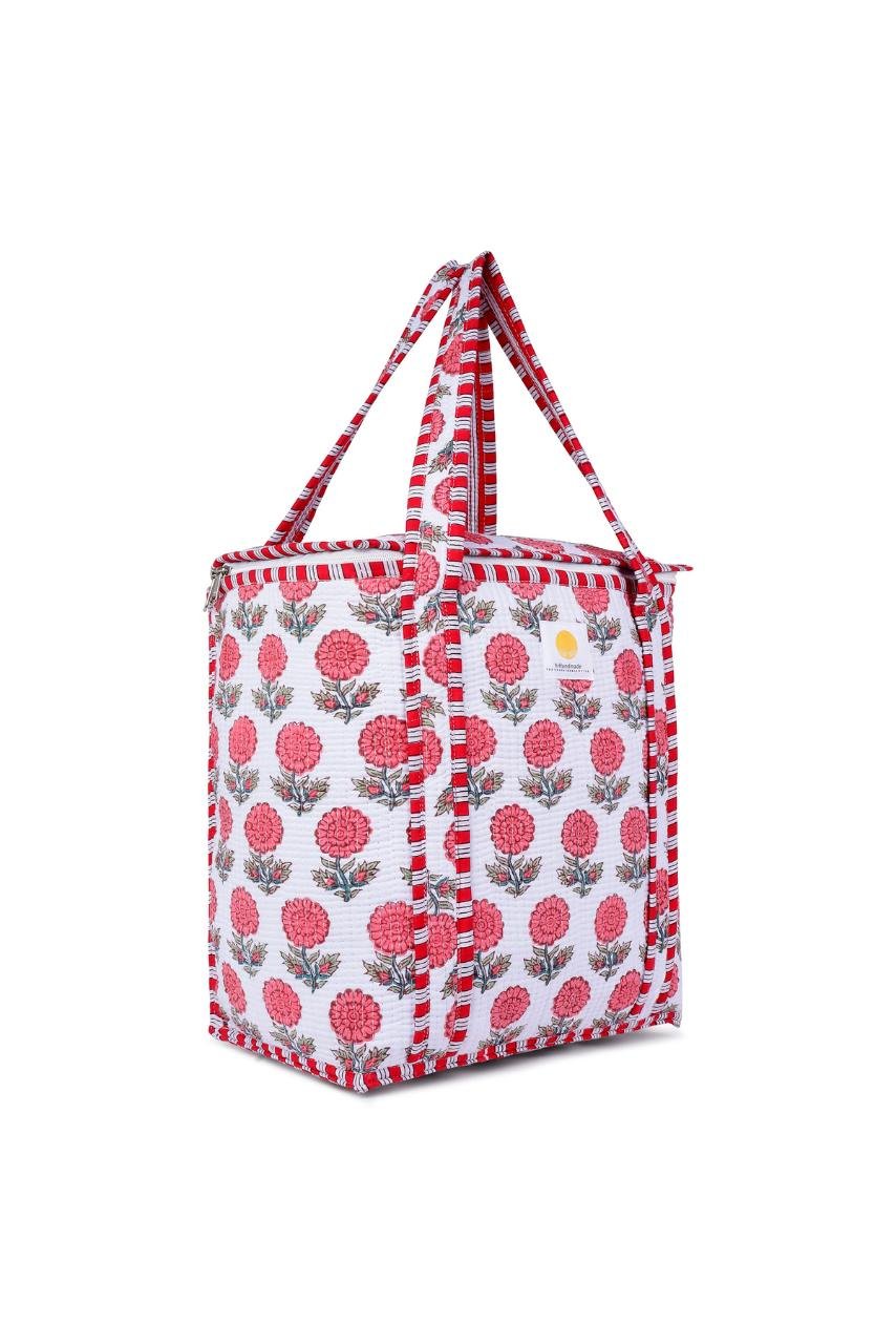 Cotton Reusable Bag - Red - Hi Handmade
