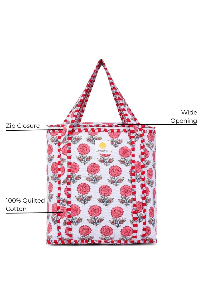 Cotton Reusable Bag - Red - Hi Handmade